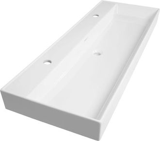 Marcel Breuer Lunar meubelwastafel - 121x46.5x13 - met overloop - 1 wasbak - 2 kraangaten - keramiek - glans wit