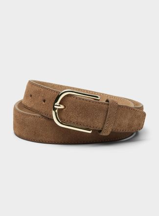 Simons Womens Metallic D-buckle suede belt