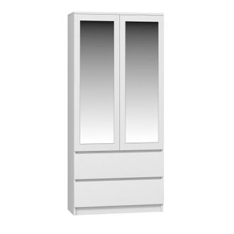 Topeshop Topeshop - turin - 2 door wardrobe with mirror modern bedroom style - 90x50x180 - 2 drawers