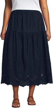 Lands End Voile Eyelet Maxi Skirt in Radiant Navy at Nordstrom, Size 1X