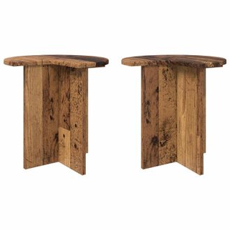vidaXL Mesa Lateral 2 Pcs Madera Envejecida &Oslash; 39 X 38 Cm Vidaxl
