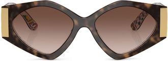 Dolce & Gabbana Eyewear tortoiseshell round-frame sunglasses - women - Polycarbonite - 55 - Green