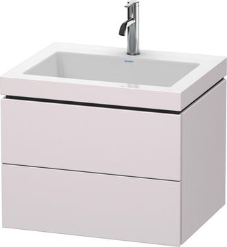 Duravit Lavabo Para Muebles Duravit L-cube C-bonded Con Base, Colgante, 60x48 Cm, 2 Cajones, Sin Rebosadero, 1 Agujero Para Grifo, Color: Blanco Lila Seda Lac