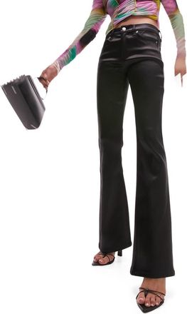 Topshop Coated Bootcut Jeans in Black at Nordstrom, Size 28 X