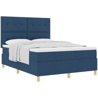 vidaXL Box Spring Bed with Mattress Blue 160 x 200 cm Fabric vidaXL