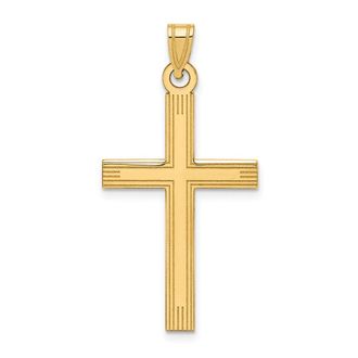 Diamond2Deal 14k Yellow Gold Laser Etched Cross Charm