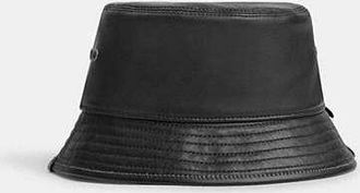 Coach Leather Bucket Hat in Black, Size X-Small/Small | 100% Cotton