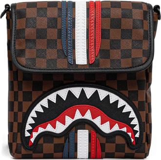 Sprayground checked-pattern messenger bag - Brown