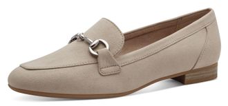 Marco Tozzi Slipper MARCO TOZZI, Damen, Gr. 36, beige (sand), Textil, unifarben, Schuhe Slipper, Blockabsatz, Loafer, Businessschuh mit Schmuckspange