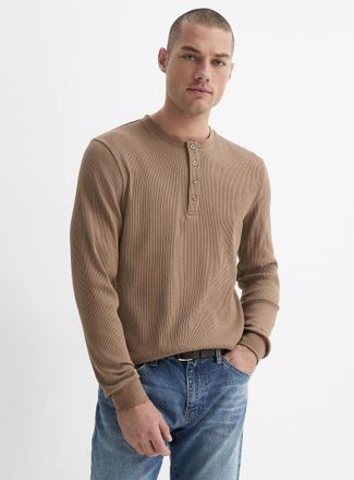 Le 31 Mens Stretch ribbed jersey Henley Shirt T-shirt