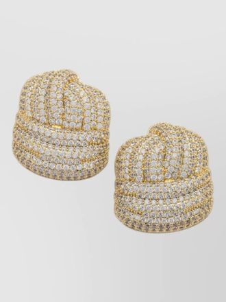 Self Portrait crystal knot gold tone stud earrings