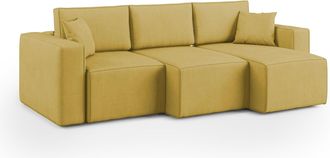 Divani.Store Morfeo Sof&aacute; Con Asiento Extra&iacute;ble En Tela Impermeable 245 Cm Amarillo