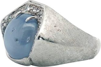 Normani Womens Modern Star Sapphire Ring In White