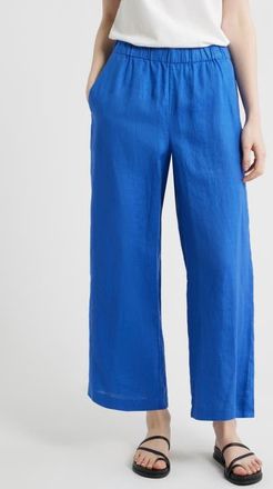 Eileen Fisher Linen Wide Leg Pants in Sapphire at Nordstrom, Size Xx-Small