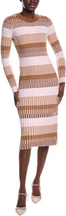 Derek Lam Hadria Plaited Stripe Silk-Blend Sweaterdress