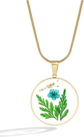 Mint & Lily Pressed Birth Flower Necklace in Gold /Narcissus at Nordstrom