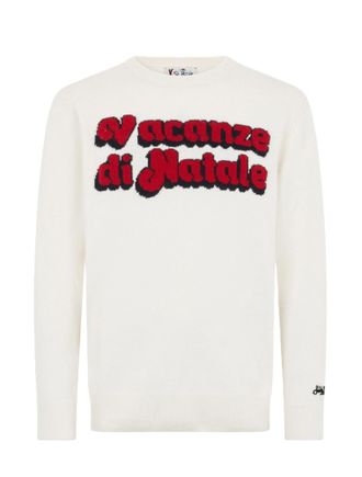 MC2 Saint Barth White Crewneck Sweater With Textured Lettering