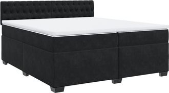 vidaXL Cama Box Spring Con Colch&oacute;n Terciopelo Negro 200x200 Cm Vidaxl