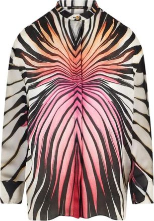 Roberto Cavalli Ray Of Paradise Print Silk Shirt - Dames - Overhemden - Veelkleurig - L - Overhemden