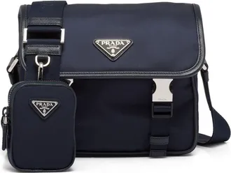 Prada Re-Nylon shoulder bag - men - Calf Leather/Recycled Polyamide - OS - Blue
