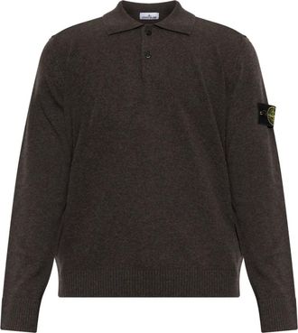 Stone Island Truien & Vesten, Heren, Bruin, XL, Wol, V-hals trui met lange mouwen