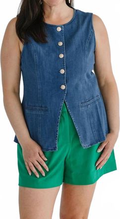 Sugarlips Womens Jeanie Denim Vest In Denimblue