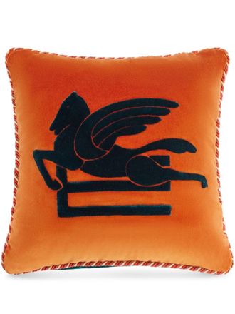 Etro Home embroidered cushion - unisex - Polyester/Cotton - OS - Orange