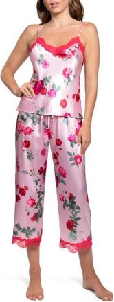 In Bloom by Jonquil Alyssa Lace Trim Strappy Crop Satin Pajamas in Light Pink at Nordstrom, Size X-Large