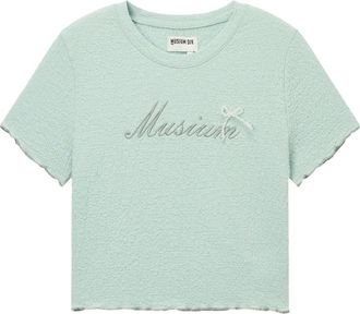 Musium Div. logo-embroidered crop top - women - Polyester/Spandex/Elastane - S - Blue