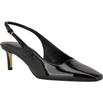 Calvin Klein Sorena Slingback Kitten Heel Pump in Black Patent at Nordstrom, Size 8.5