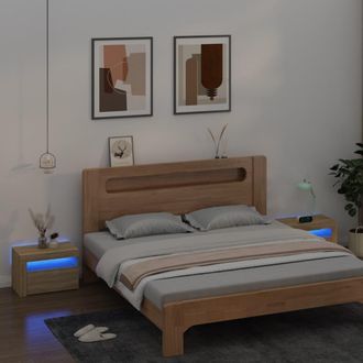 vidaXL Vidaxl - Mesitas De Noche Con Luces Leds 2 Uds Roble Sonoma 60x35x40 Cm
