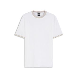 BOSS Contrast-tipping slim-fit T-shirt in mercerised cotton