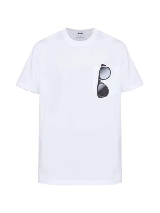 Moschino Short-Sleeve T-Shirt with Sunglasses Print and Pocket