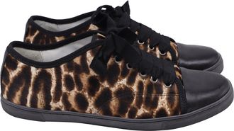 Lanvin Leopard-Print Low-Top Sneakers in Brown Pony Hair