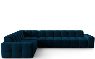 BLOOMINGLOFT 6-Sitzer Design Ecksofa Kendal Bezug: Petrol Dunkel