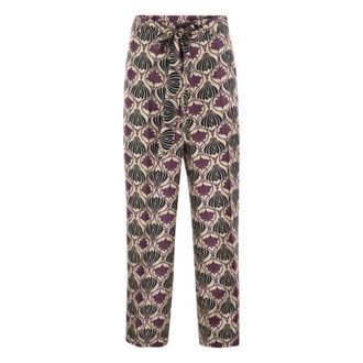 Max Mara Timec Silk Twill Broeken - Dames - Straight fit broeken - Veelkleurig - 2XS - Broeken