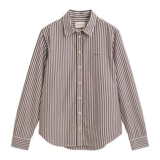 GANT Camicia a Righe in Popeline Regular Fit - - Blouses & Shirts - Donna - Marrone - L