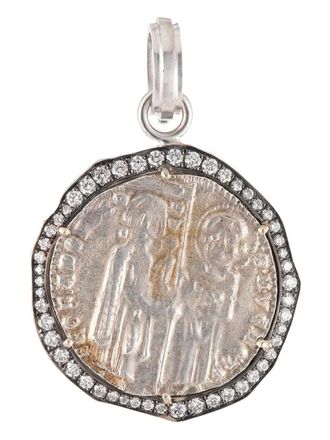 Sylva & Cie. 18K white gold Venician diamond coin pendant - women - Diamond/18kt White Gold - One Size - Silver