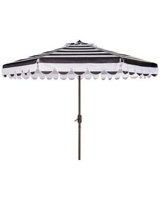 Safavieh Maui Single Scallop Striped 9Ft Crank Push Button Tilt Umbrella