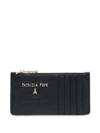 Patrizia Pepe logo-plaque zip-up purse - women - Calf Leather/Viscose - One Size - Black