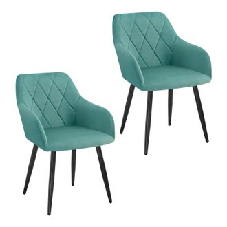 Woltu Sillas De Comedor Silla Reposabrazos Silla Tapizada Con Respaldos Sillas Nordicas Silla Para Comedor Sal&oacute;n Dormitorio Cocina Pasillo Turquesa Terciope