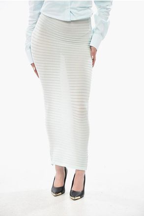 Alaia Perforated Stretch-Fabric Pencil Skirt size 44