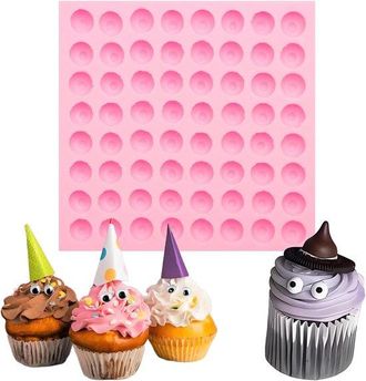 No Brand Molde De Silicona Con 64 Orificios En Forma De Ojo Para Fondant, Resina, Gelatina Y Color Rosa