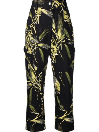 Msgm leaf-print trousers - Black