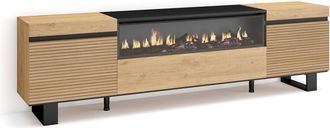 Skraut Home Skraut Home - Mueble Tv, Televisi&oacute;n, Muebles De Sal&oacute;n, Almacenaje, 200x57x35cm, Para Tv Hasta 80, Chimenea El&eacute;ctrica, Dise&ntilde;o Industrial, Estilo Modern