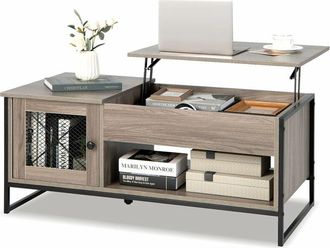 Costway Tavolino da Salotto in Legno, Tavolino Basso Sollevabile con Scompartimento Nascosto, Tavolino da Divano Moderno per Soggiorno e Ufficio, 104 x 55 x