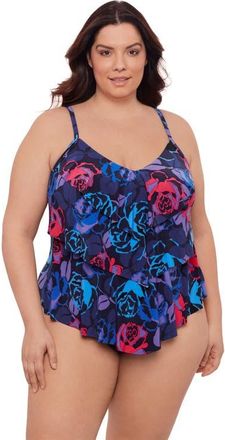 Aqua Green Triple Ruffle Tier Adjustable Tankini Swimsuit Top in Rose Grows at Nordstrom, Size Small