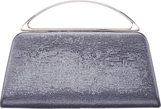 Nina Genesis Faux Leather Clutch in Dark Silver at Nordstrom
