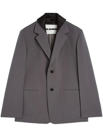 Jil Sander detachable-collar tailored jacket - men - Wool - 46 - Grey