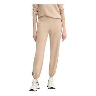 Karl Lagerfeld Broeken, Dames, Beige, L, Katoen, Logo Piping Trainingsbroeken
